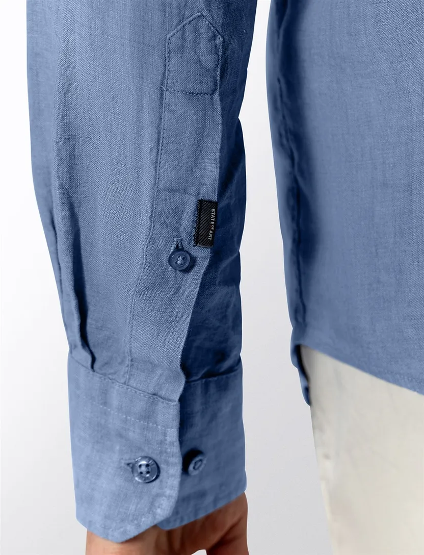 Overhemd State of Art blauw linnen