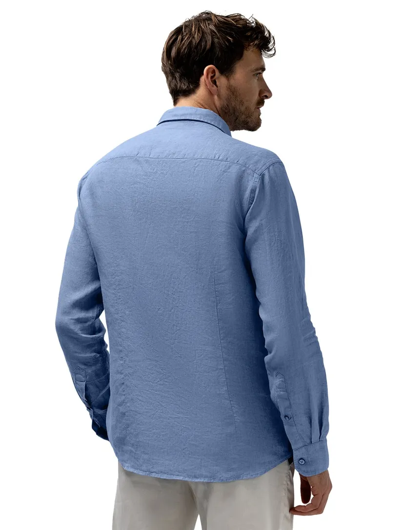 Overhemd State of Art blauw linnen