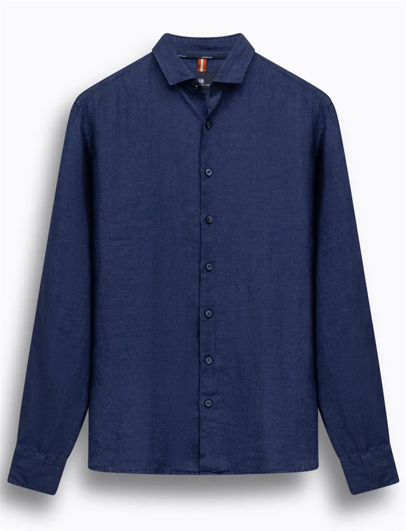 Overhemd State of Art donkerblauw wijde fit semi wide spread