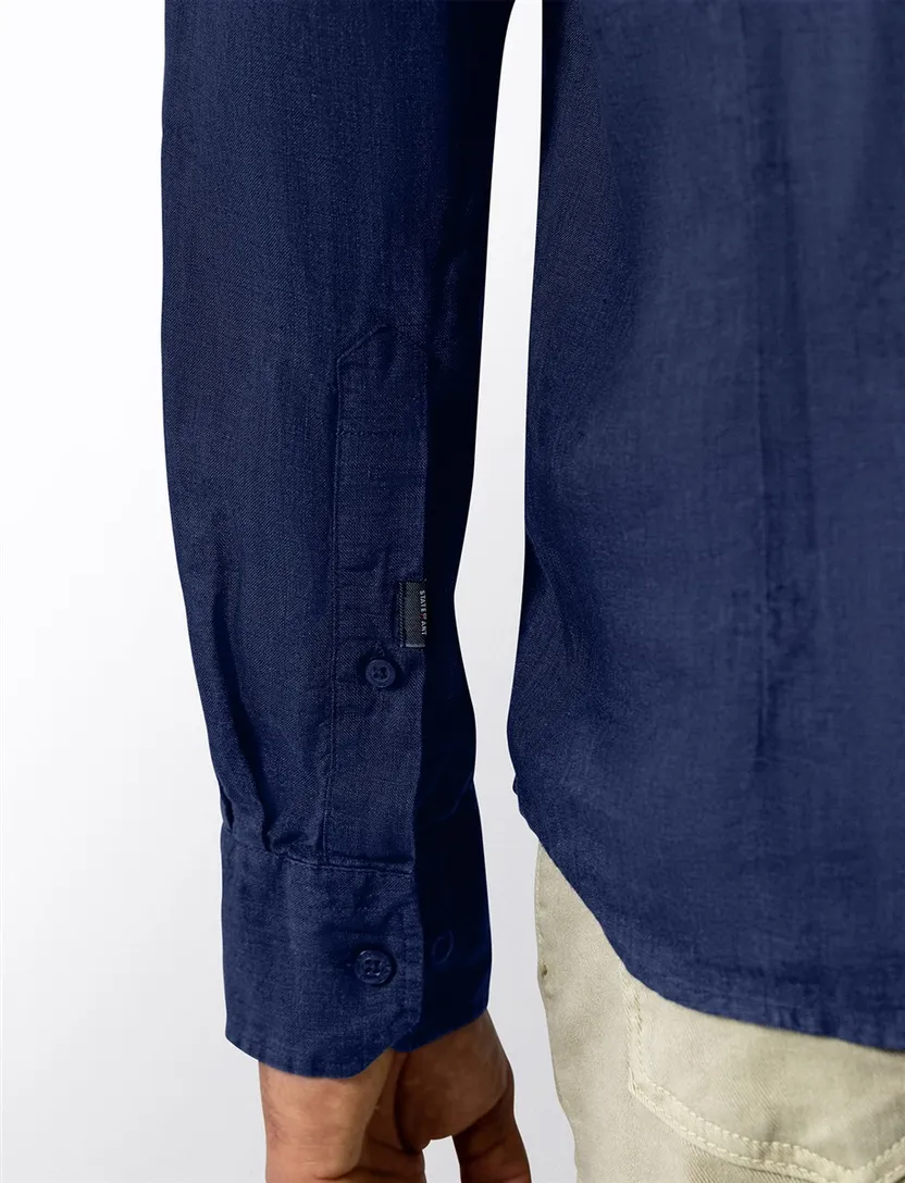Overhemd State of Art donkerblauw wijde fit semi wide spread