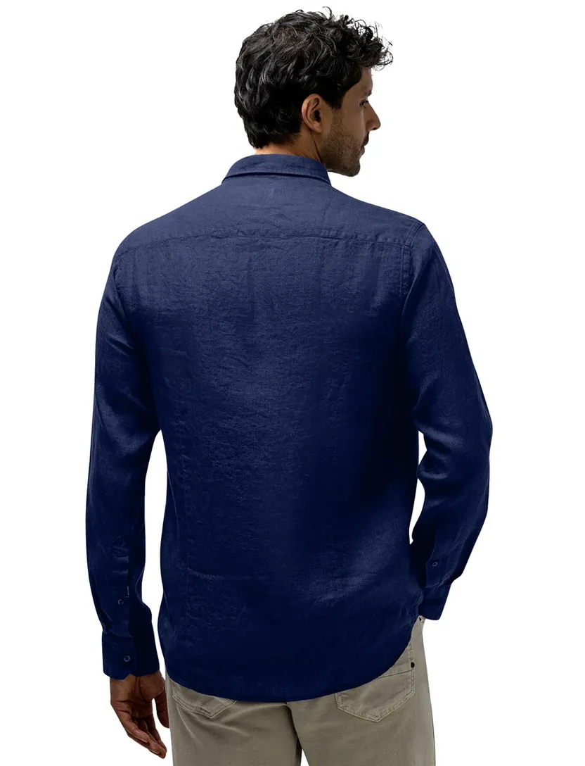 Overhemd State of Art donkerblauw wijde fit semi wide spread