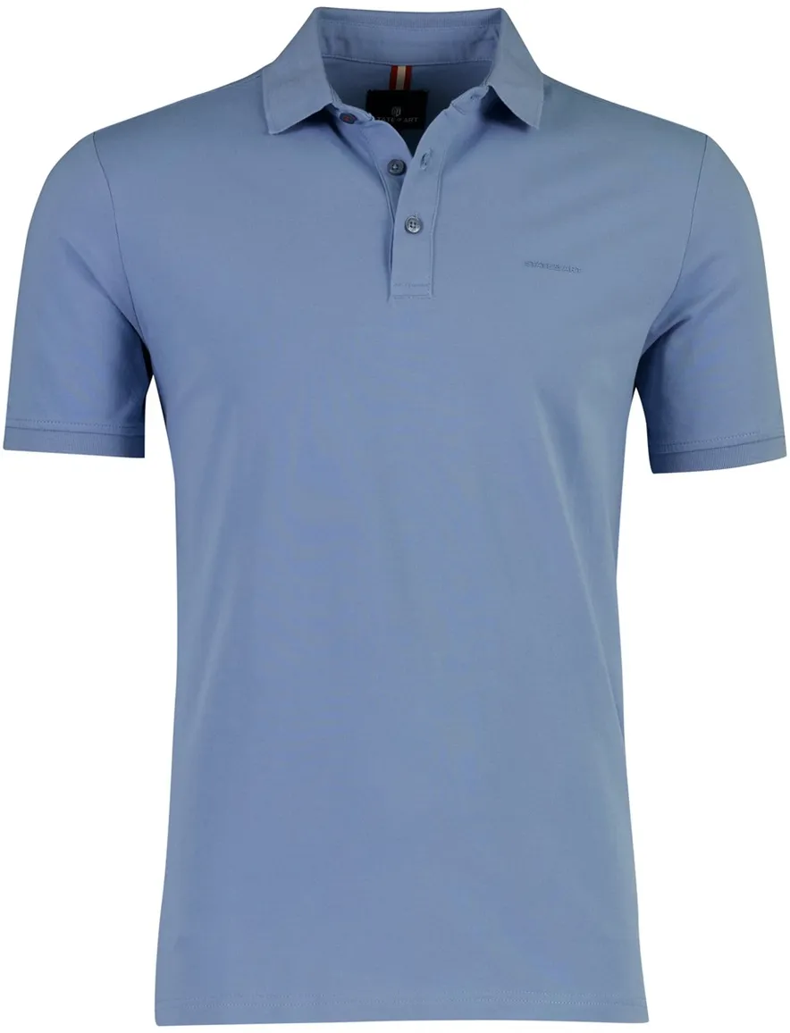 Blauwe polo State of art normale fit korte mouw