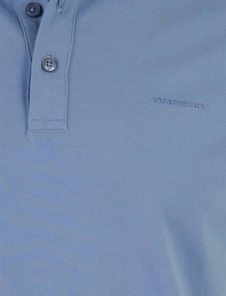 Blauwe polo State of art normale fit korte mouw