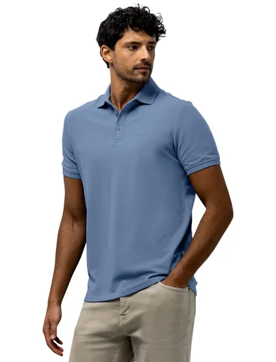 State of Art Blauwe polo State of art normale fit korte mouw