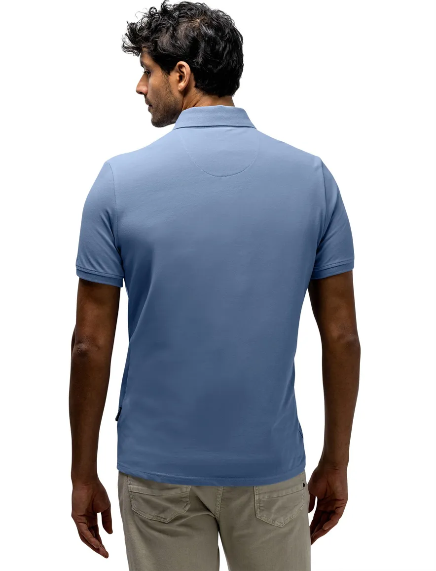 Blauwe polo State of art normale fit korte mouw