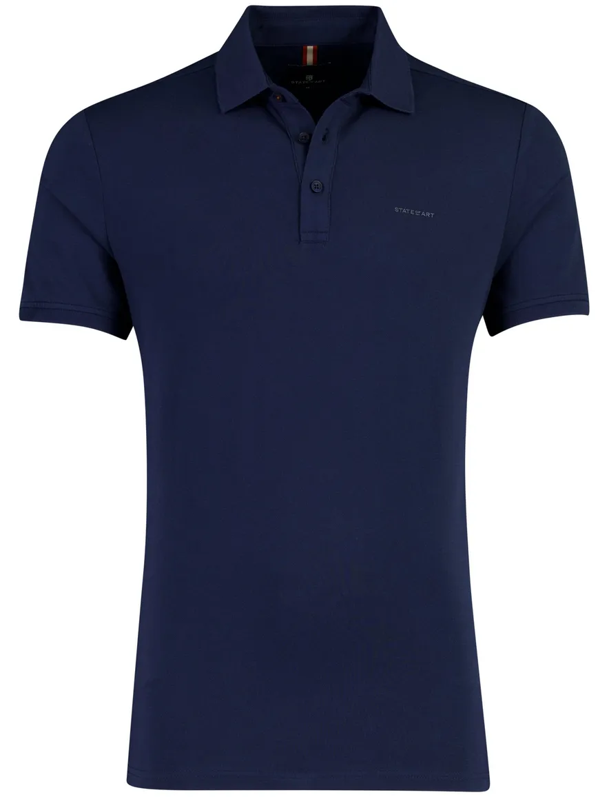 State of Art poloshirt donkerblauw pique 2 knoops