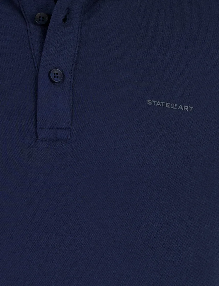 State of Art poloshirt donkerblauw pique 2 knoops