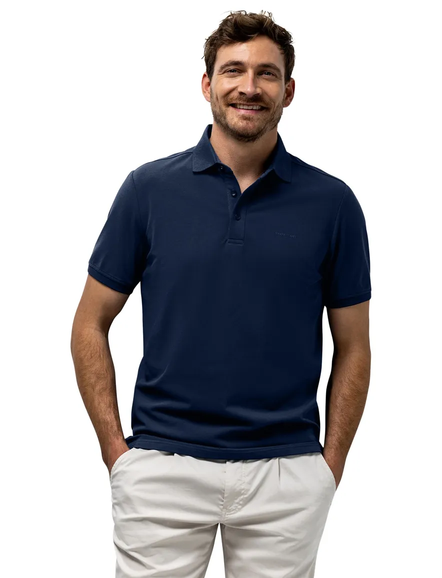 State of Art poloshirt donkerblauw pique 2 knoops