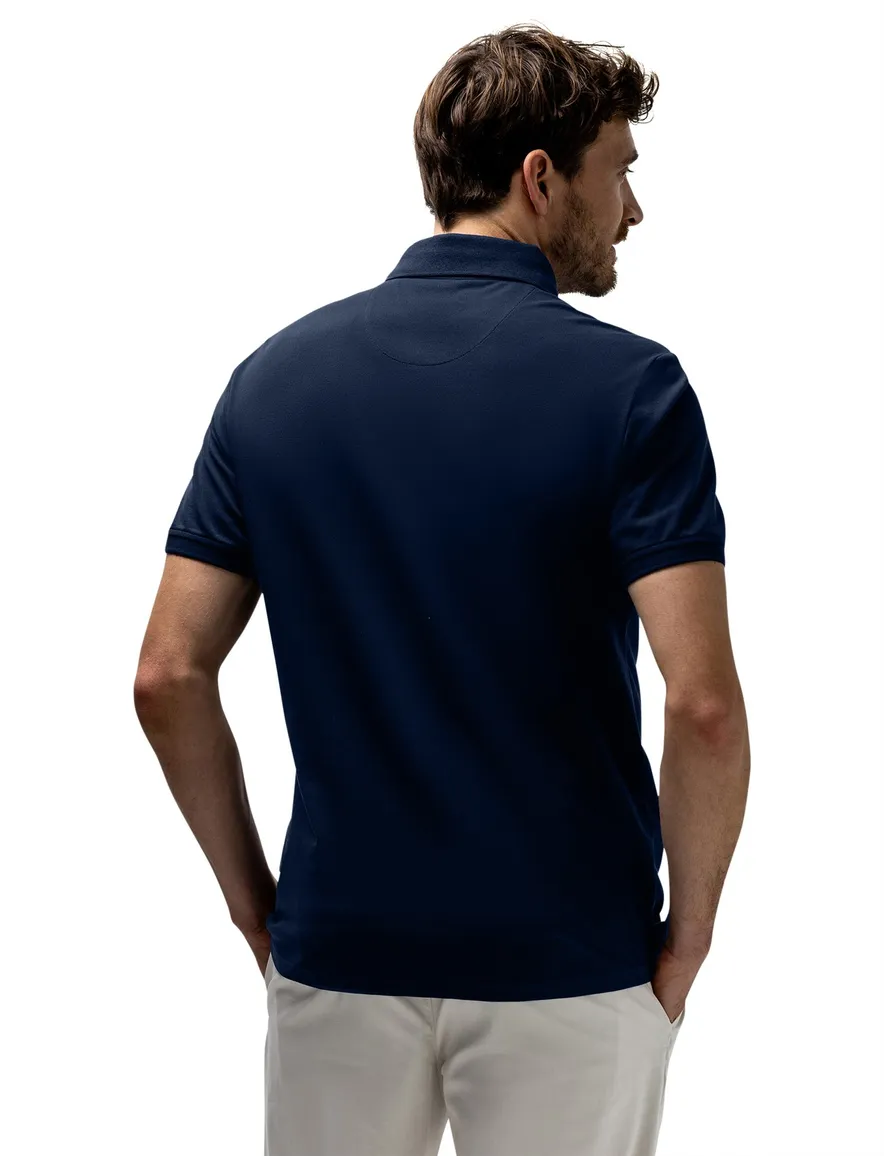 State of Art poloshirt donkerblauw pique 2 knoops