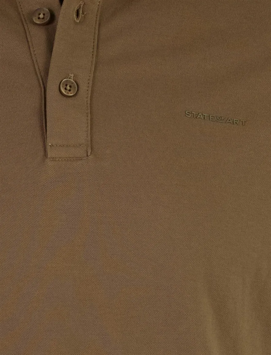 State of art polo bruin normale fit 3-knoops