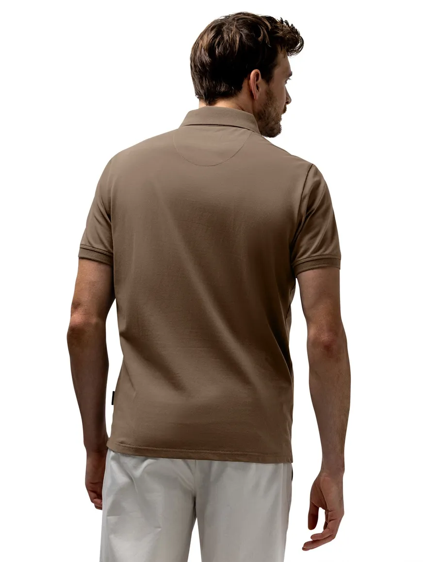 State of art polo bruin normale fit 3-knoops