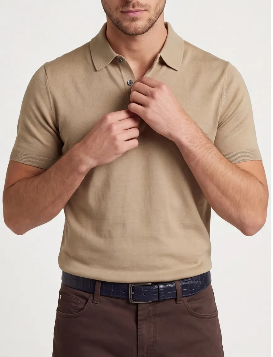 Poloshirt Cavallaro Cannero beige zijde
