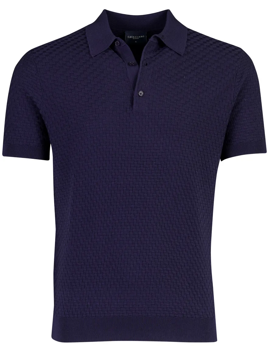 Cavallaro Corneo Polo donkerblauw structuur