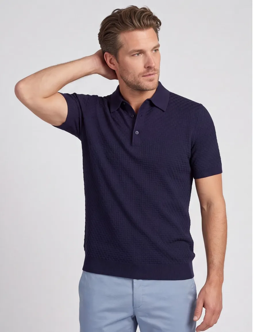 Cavallaro Corneo Polo donkerblauw structuur