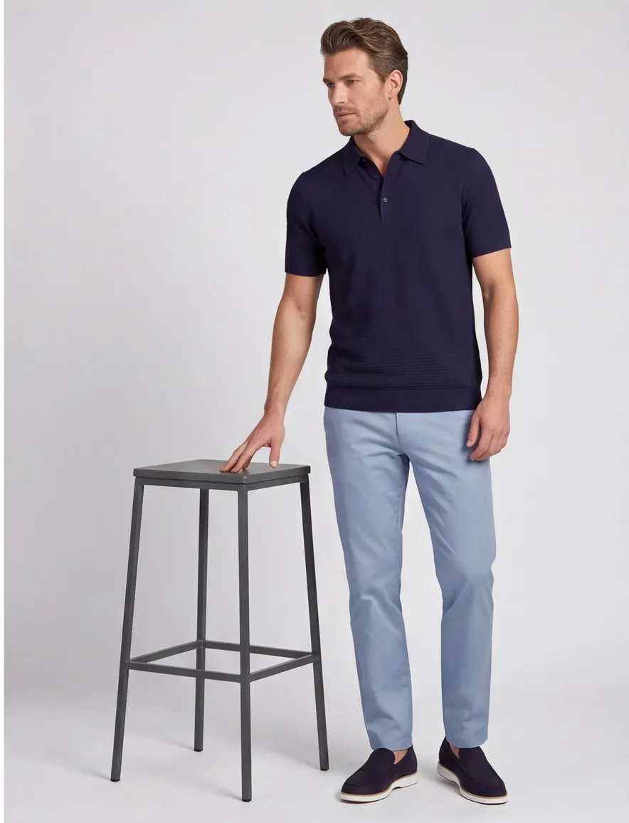Cavallaro Corneo Polo donkerblauw structuur
