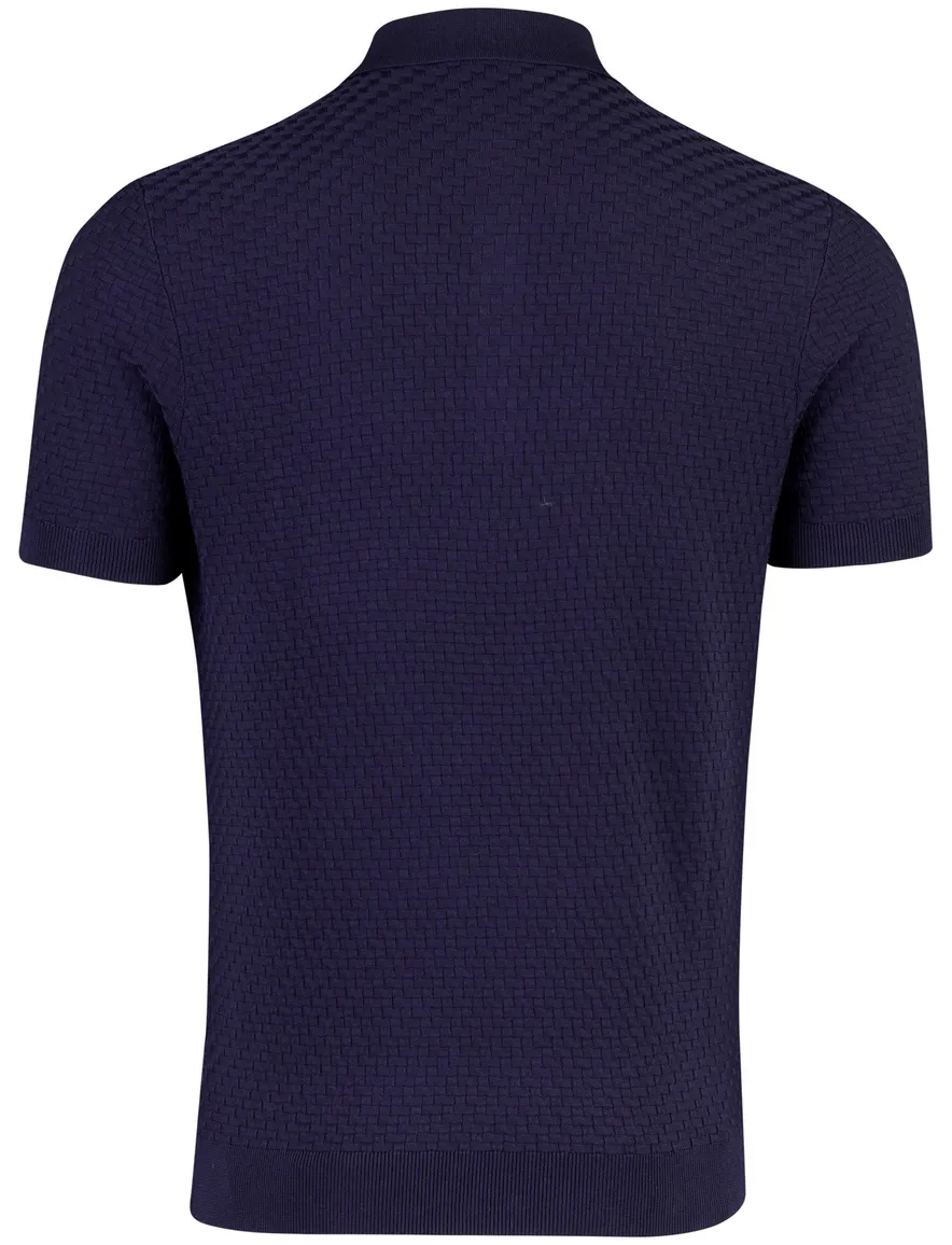 Cavallaro gebreide polo blokjes donkerblauw