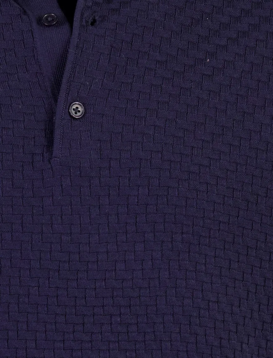 Cavallaro gebreide polo blokjes donkerblauw