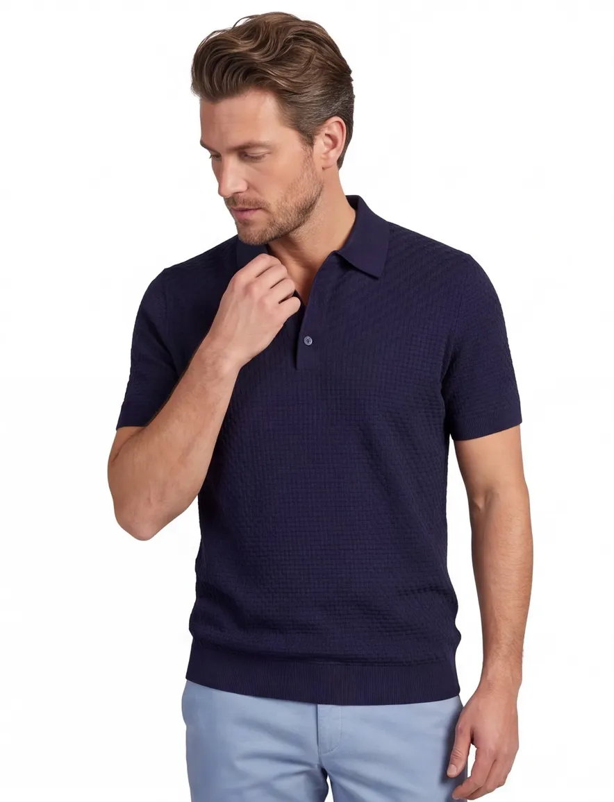 Cavallaro Corneo Polo donkerblauw structuur