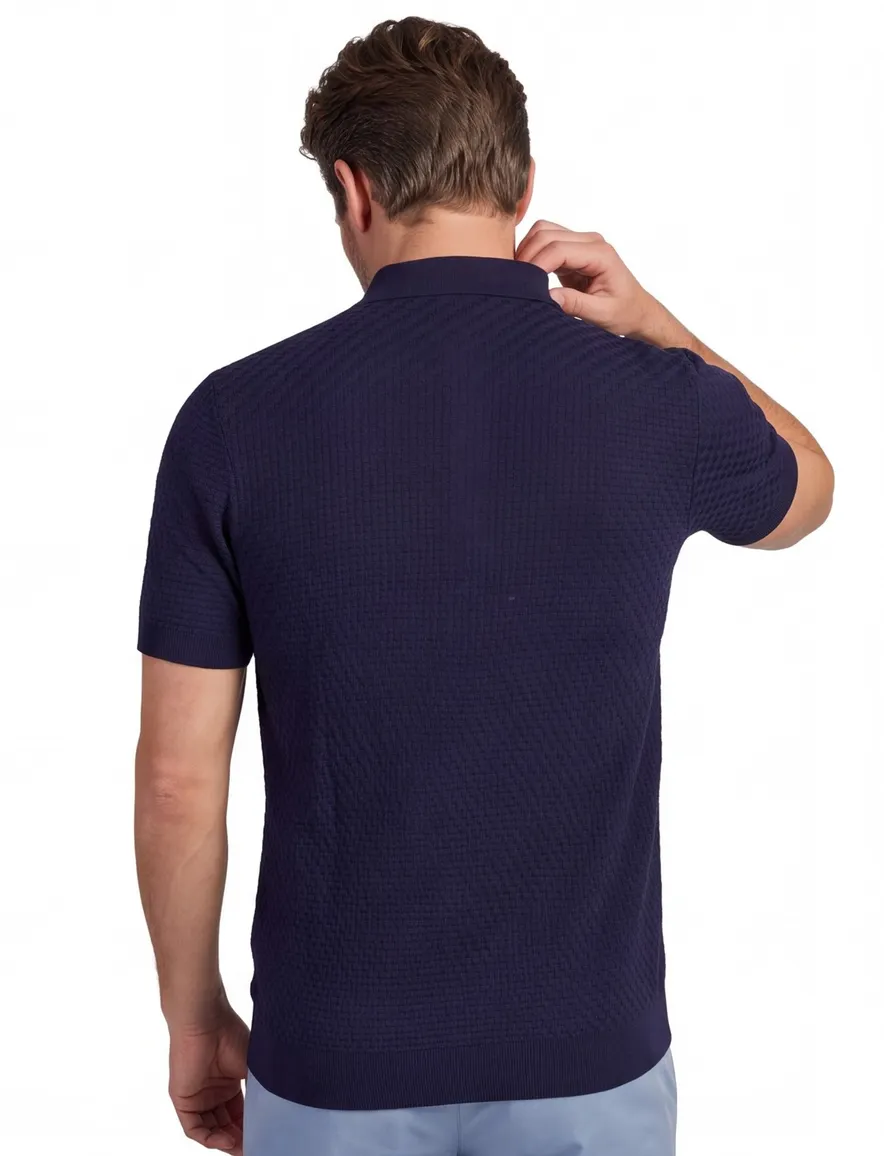 Cavallaro Corneo Polo donkerblauw structuur