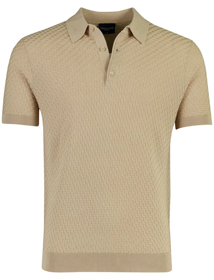 Beige polo Cavallaro blokjes korte mouwen