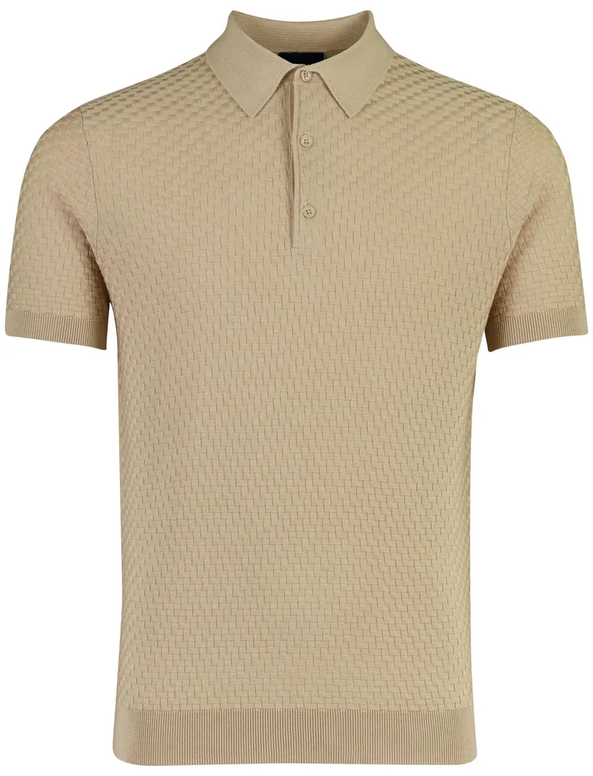 Beige polo Cavallaro blokjes korte mouwen