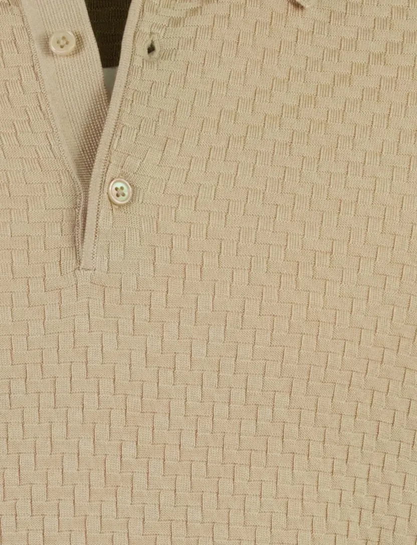 Beige polo Cavallaro blokjes korte mouwen
