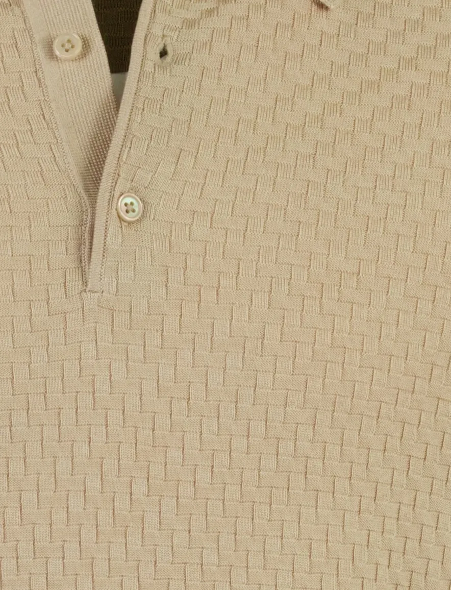 Cavallaro gebreide polo blokjes beige