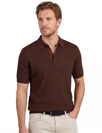 Cavallaro Poloshirt Cavallaro bruin structuur