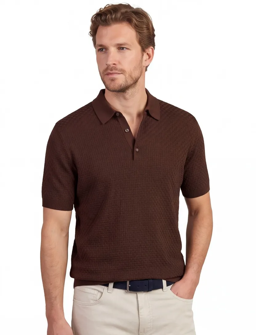 Poloshirt Cavallaro bruin structuur