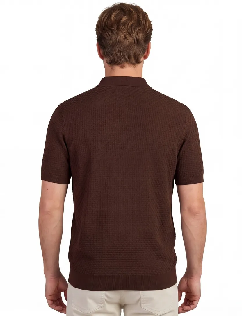 Poloshirt Cavallaro bruin structuur