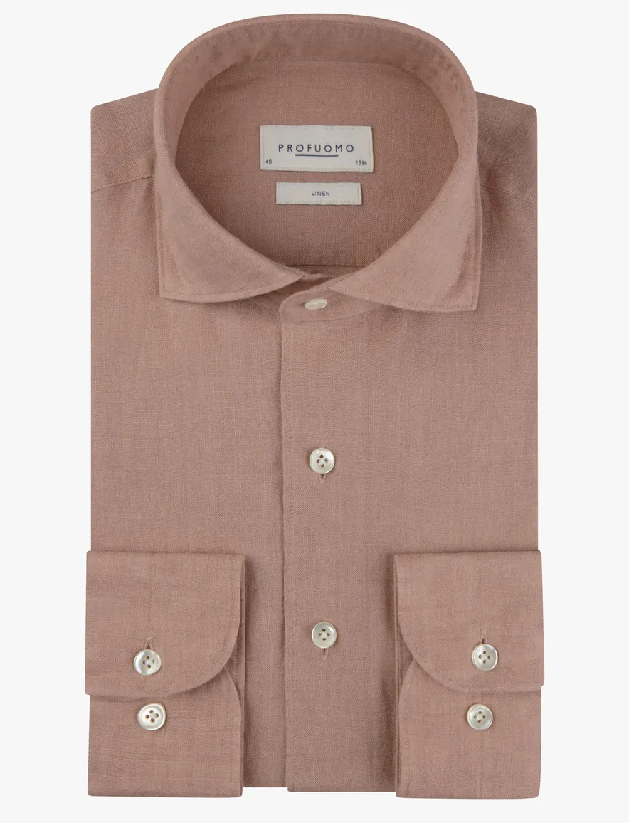 Roze overhemd Profuomo Regular Fit linnen