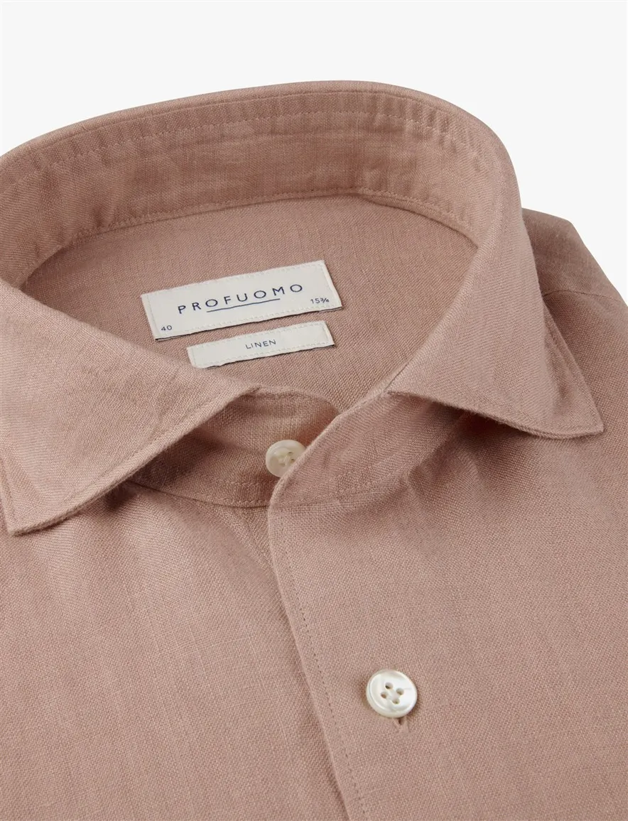 Profuomo overhemd roze linnen