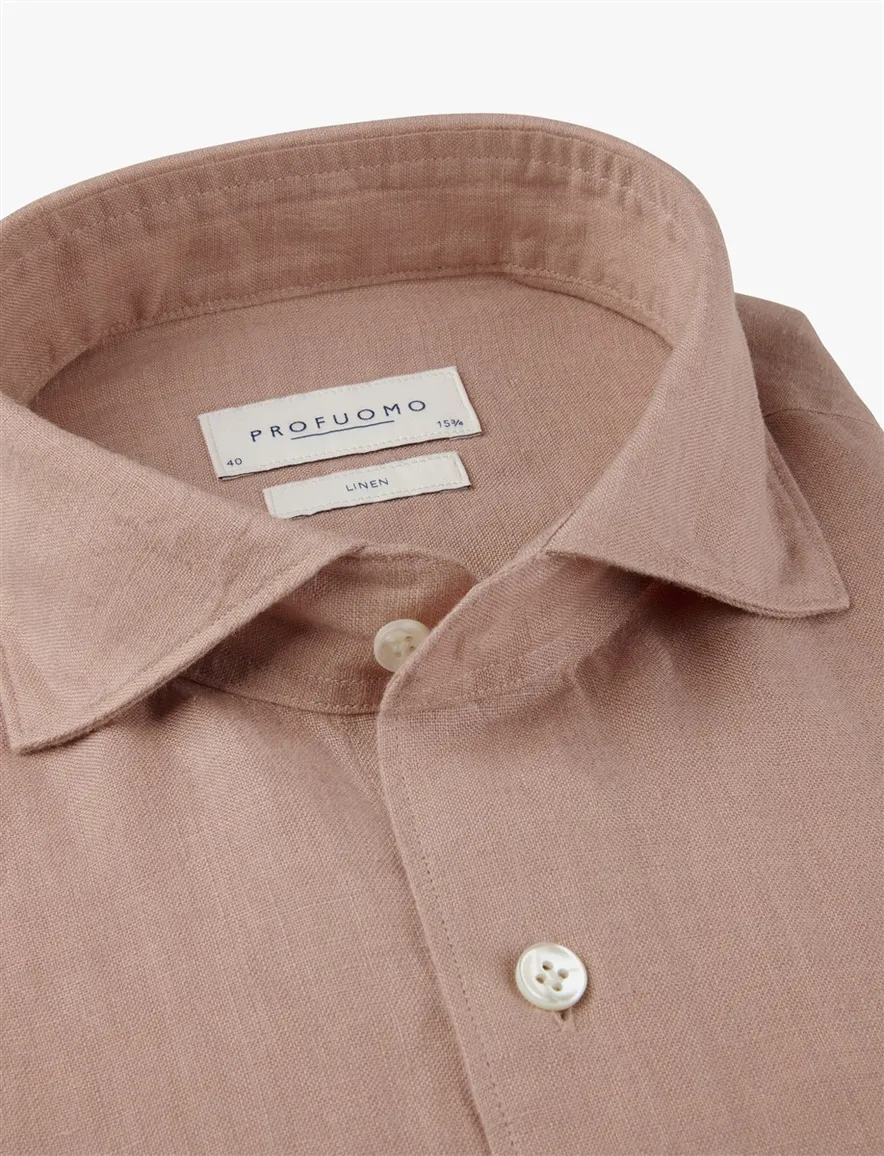 Roze overhemd Profuomo Regular Fit linnen