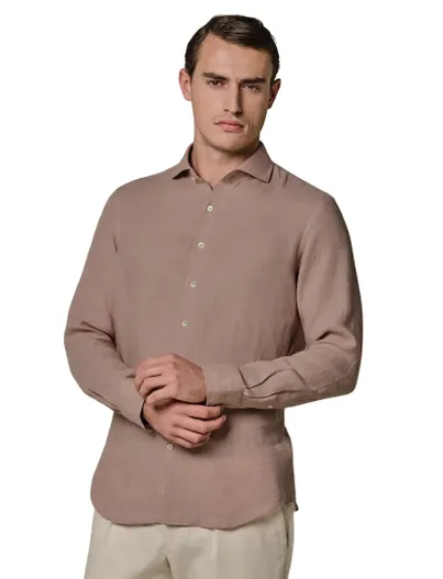 Profuomo Roze overhemd Profuomo Regular Fit linnen