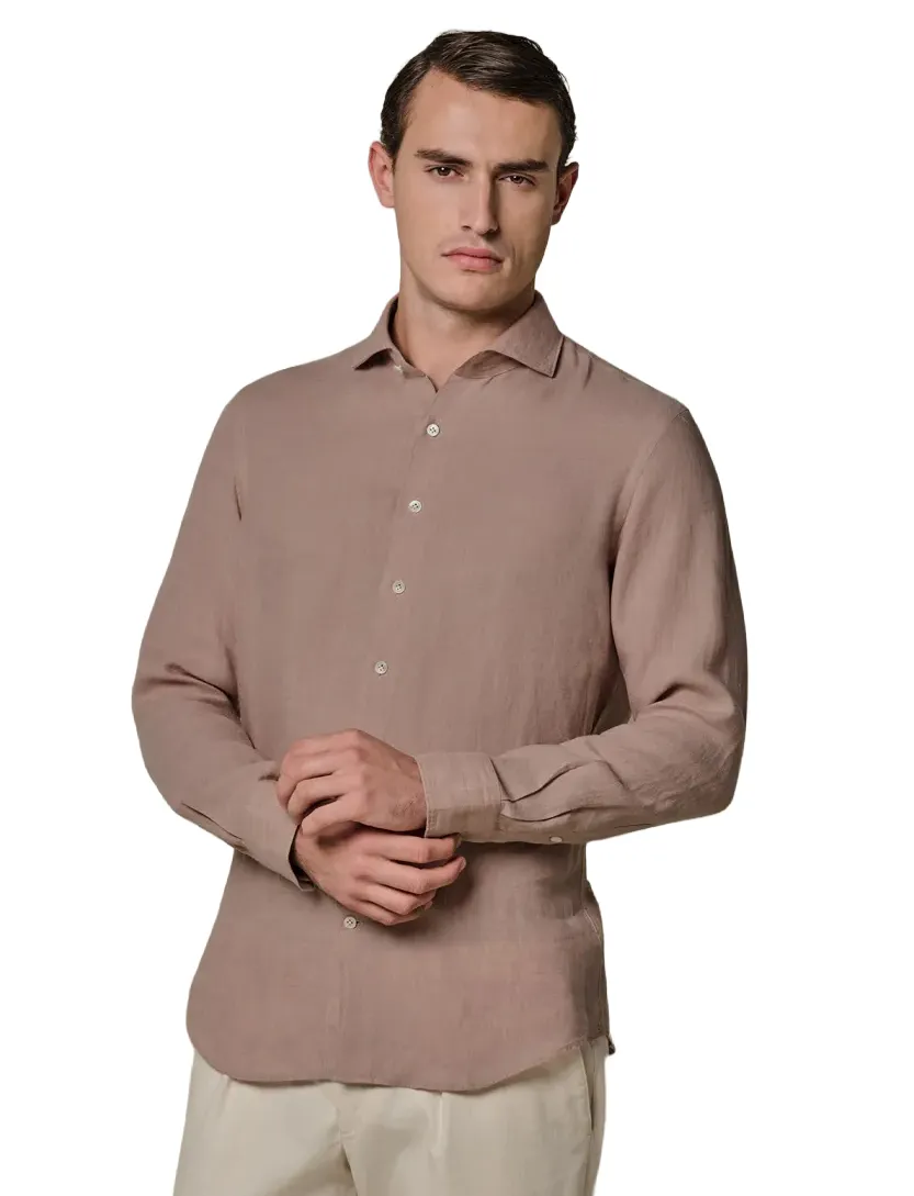 Roze overhemd Profuomo Regular Fit linnen