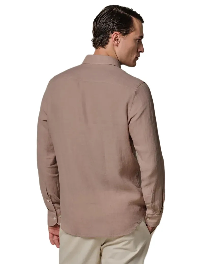 Profuomo Regular Fit overhemd roze linnen