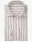 Profuomo Regular Fit overhemd beige wit linnen strepen