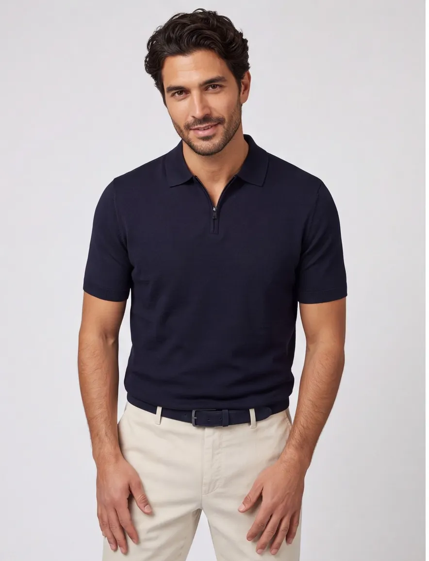 Born with Appetite donkerblauw Dan knitted polo