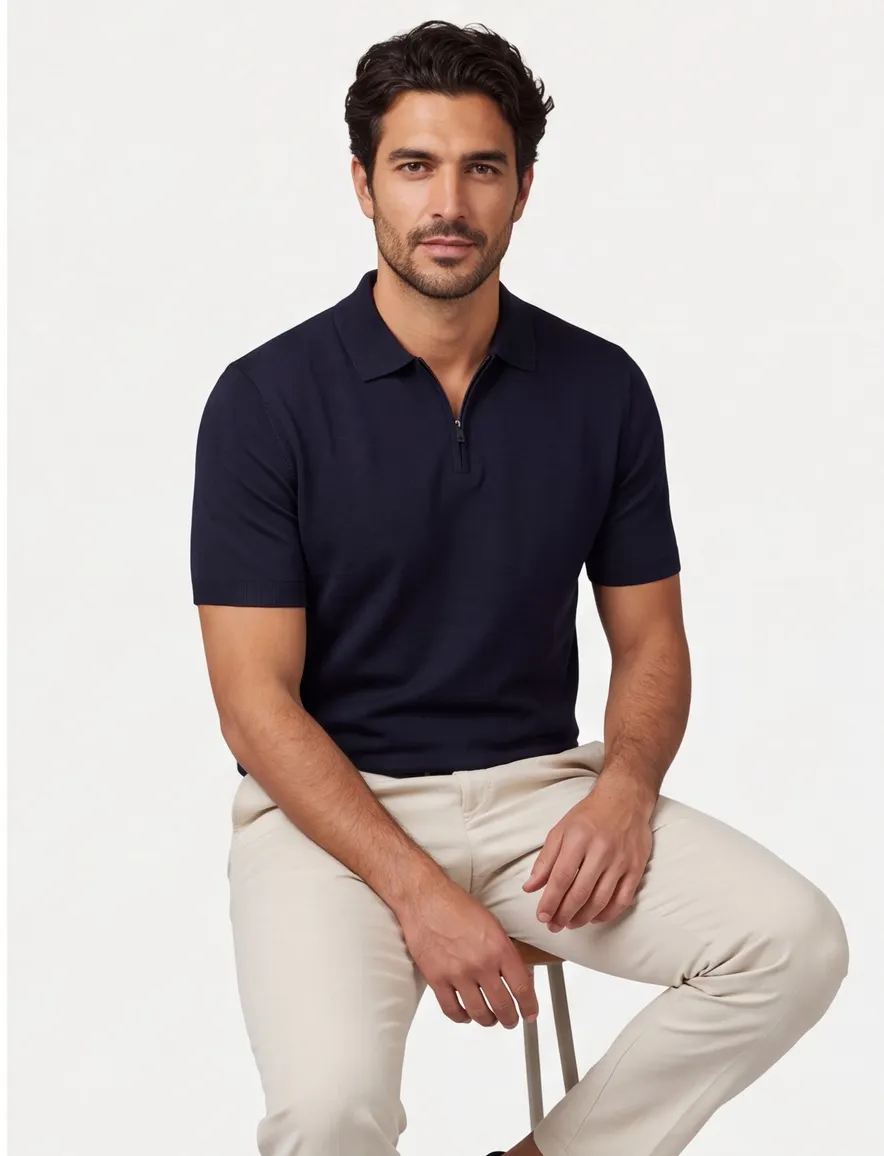 Born with Appetite donkerblauw Dan knitted polo