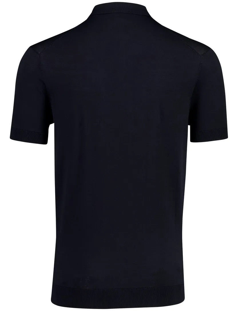 Navy polo Born with Appetite Dan katoen rits gebreid