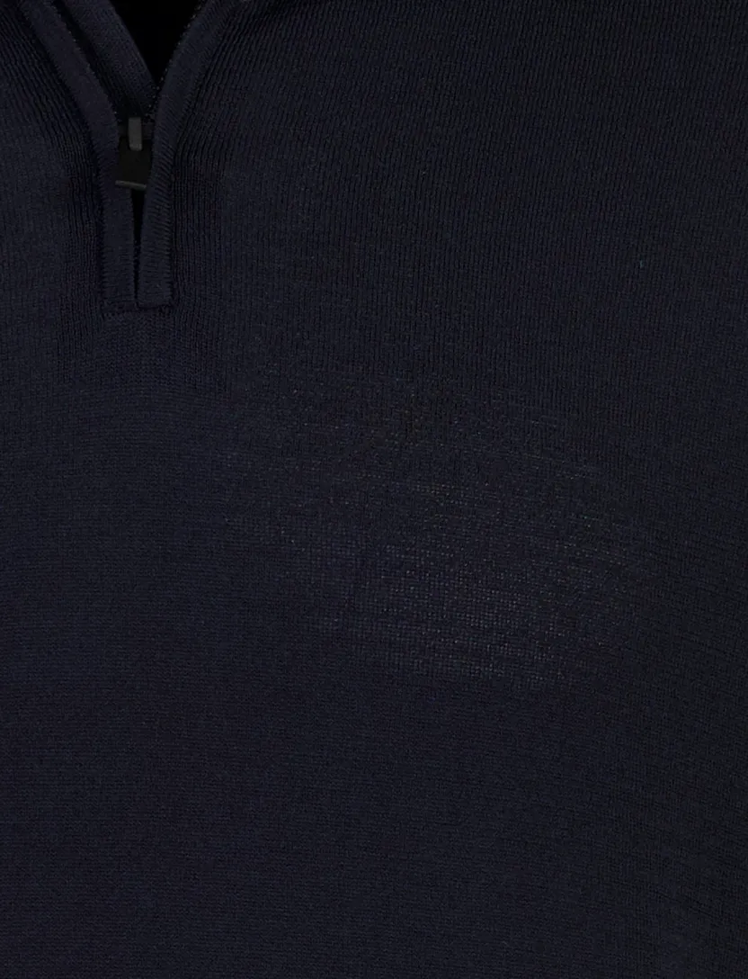 Navy polo Born with Appetite Dan katoen rits gebreid