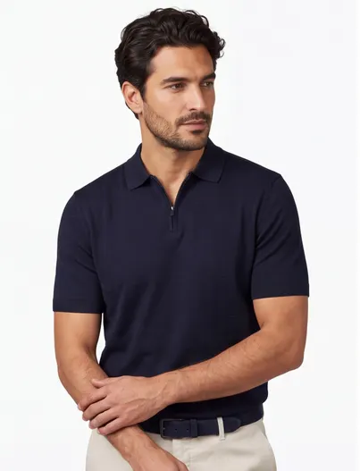 Born With Appetite Navy polo Born with Appetite Dan katoen rits gebreid