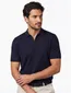 Polo navy knitted Born with Appetite Dan met rits korte mouw