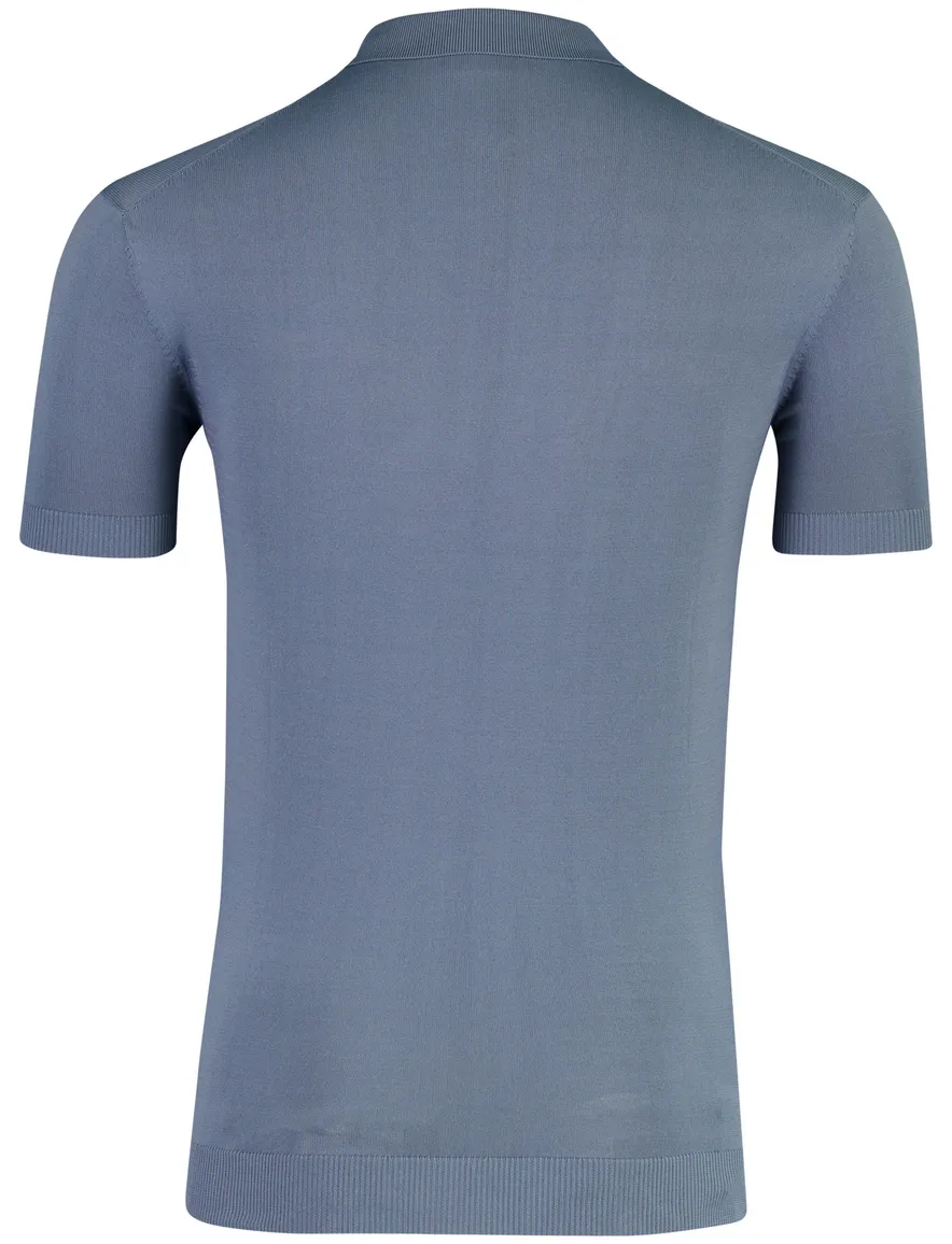 Born With Appetite polo ritssluiting blauw korte mouw