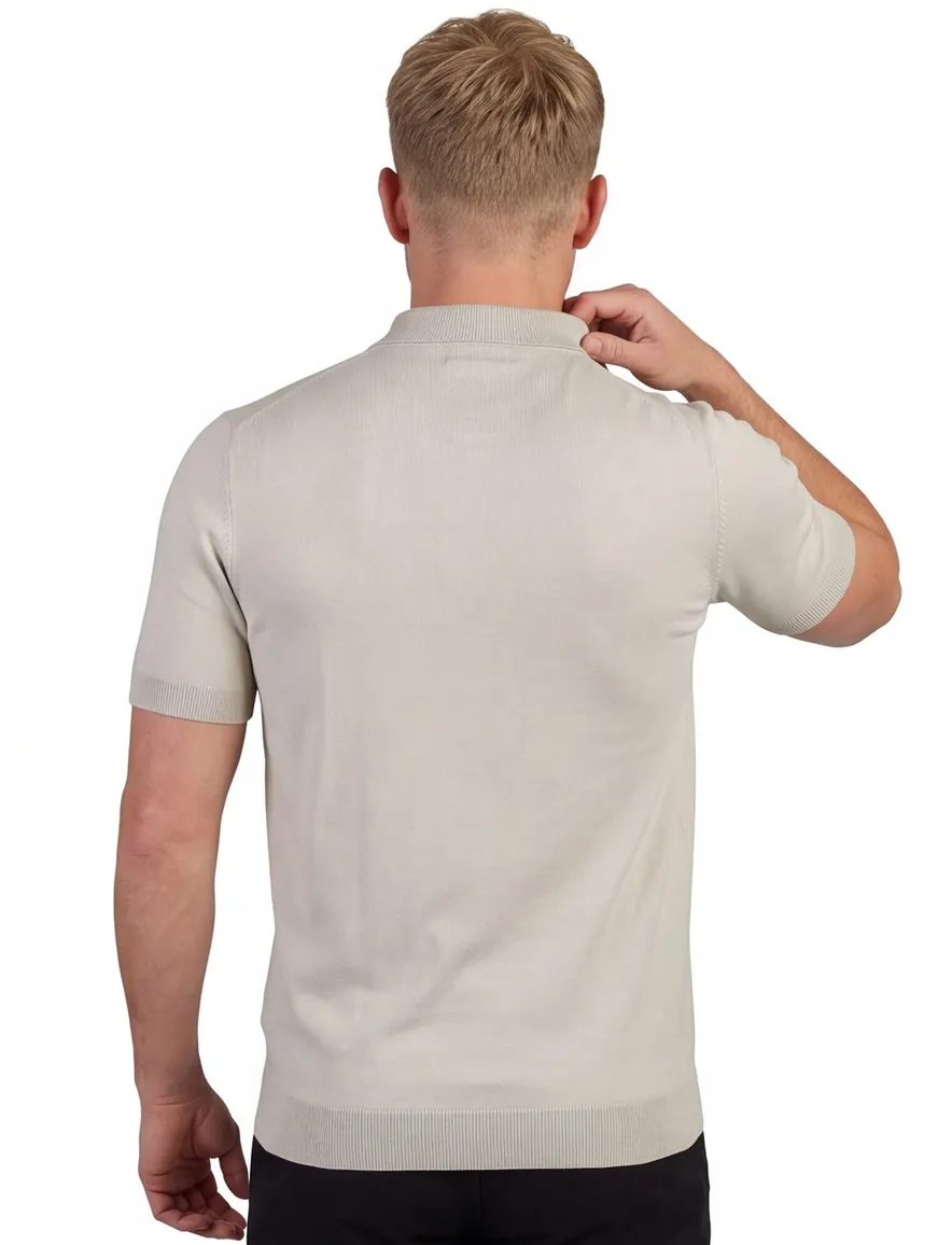 Grijs poloshirt Born with Appetite slim fit korte mouw