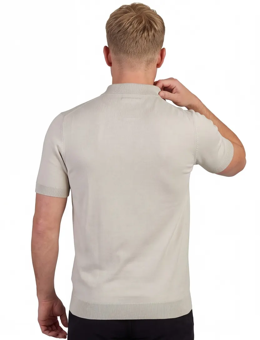 Poloshirt Born with Appetite poloshirt grijs rits slim fit