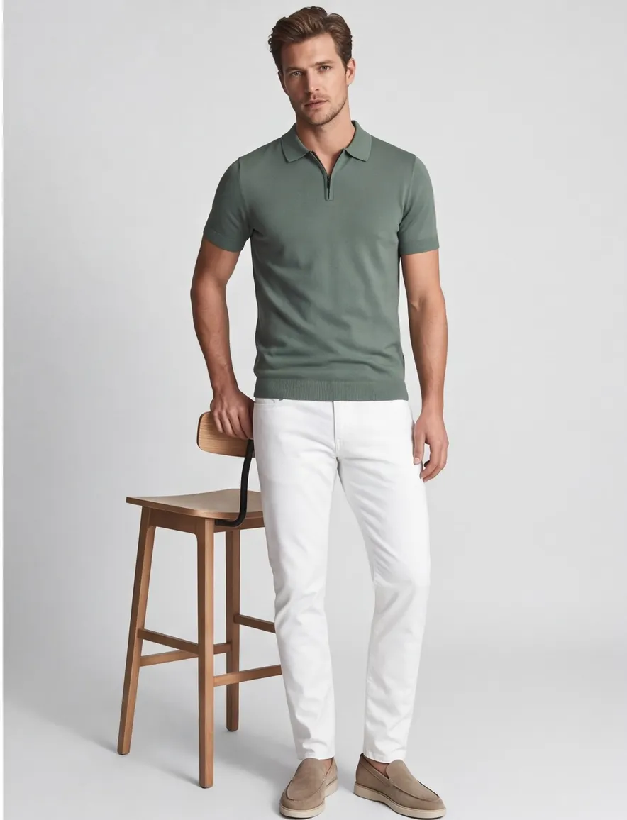 Born With Appetite polo groen korte mouwen