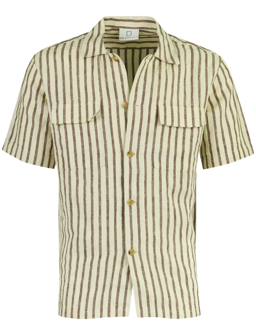 Born with Appetite korte mouw overhemd beige