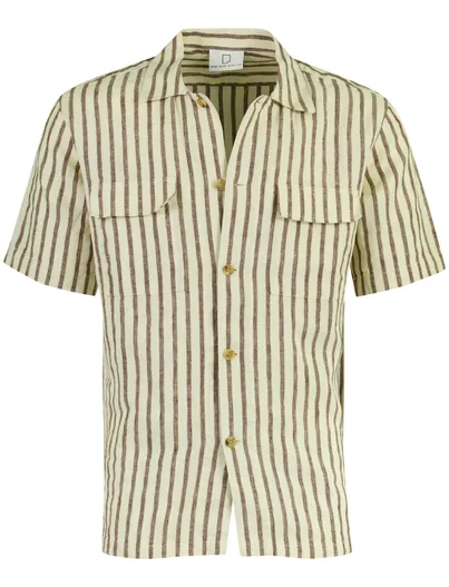 Born With Appetite Born With Appetite overhemd korte mouw streepmotief beige