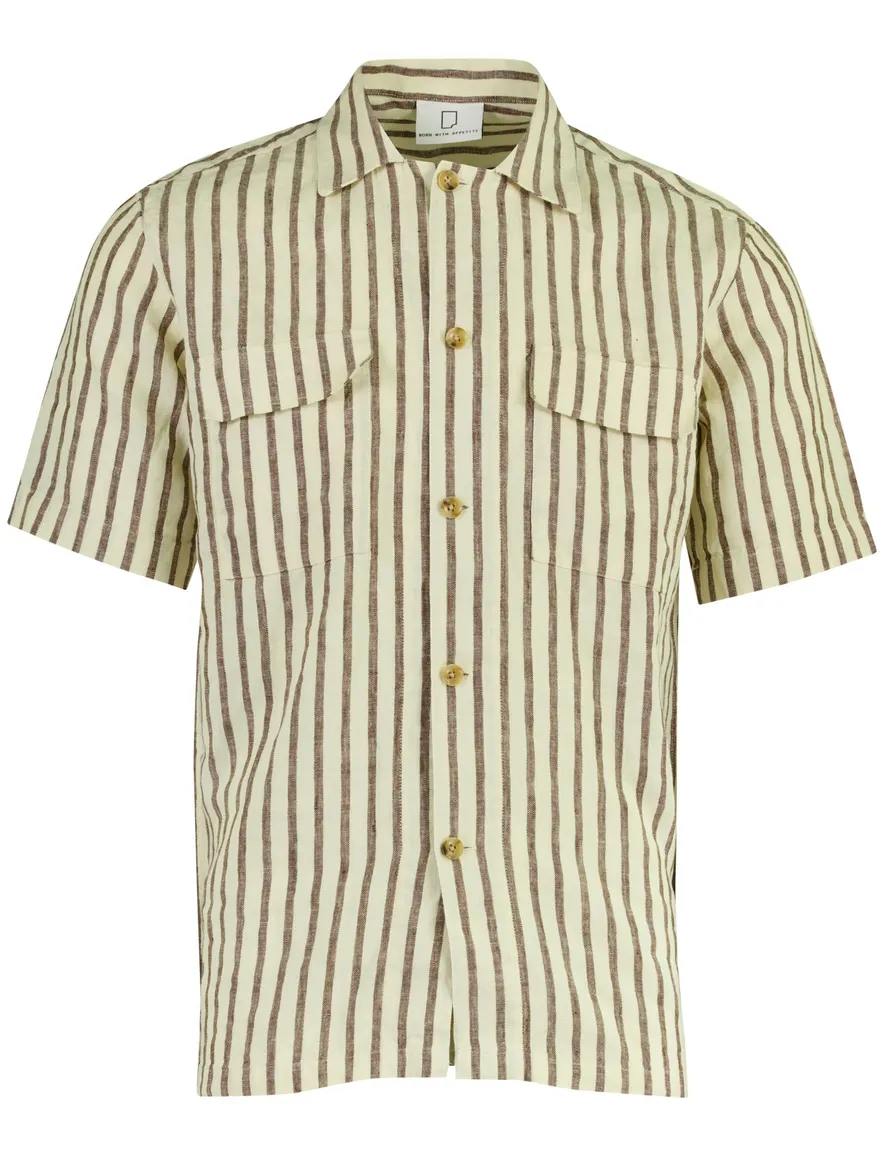 Born with Appetite korte mouw overhemd beige